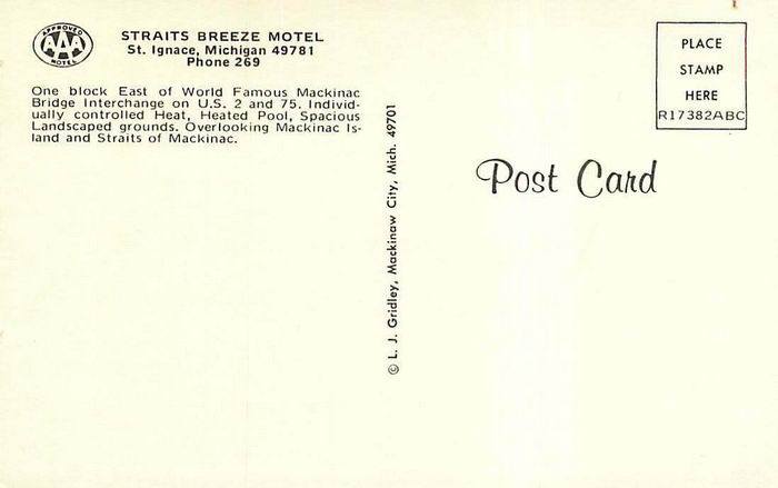 Straits Breeze Motel - Old Postcard Photo (newer photo)